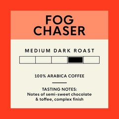 Whole Bean Coffee Medium Dark Roast Fog Chaser 2 lb Sustainable Kosher