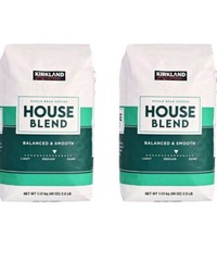 Whole Bean Coffee Medium Roast House Blend Kirkland Signature 2 Bags 5lbs Total