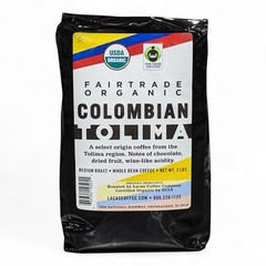 Lacas Coffee Fair Trade Organic Colombian Tolima Whole Bean Coffee 2 lb Sealed