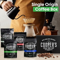 Bourbon & Whiskey Barrel Aged Coffee Box Set with Four Whole Bean Single Orig…