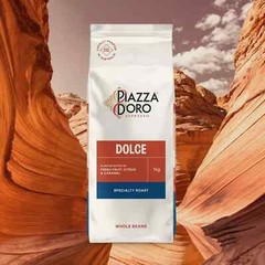 2 x Piazza Doro – Dolce 1kg Coffee Beans w/ FREE Caramel Biscuits (25pcs)