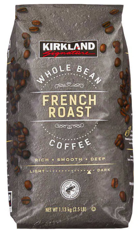 Kirkland Signature Whole Bean Coffee, French Roast, 2.5 lbs, EXP: 03/13/2025