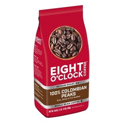 Eight O’Clock Coffee Medium Roast Whole Bean 100% Colombian Peaks Coffee 30 oz