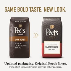 Peet’s Coffee Major Dickason’s Blend Dark Roast Whole Bean 18 Ounce Bag Arabica
