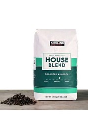 Whole Bean Coffee Medium Roast House Blend Kirkland Signature 2 Bags 5lbs Total
