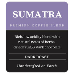 Whole Bean Coffee, Dark Roast, Sumatra Blend, 5 Lb