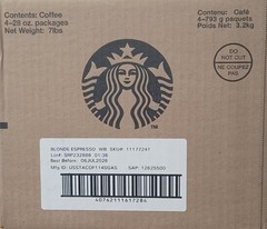 4 x 28 oz Starbucks Whole Coffee Beans Blonde Espresso Roast Hot or Iced Coffee