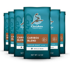 , Medium Roast Whole Bean Coffee – Caribou Blend 72 Ounces (6 Bags of 12 Ounces)