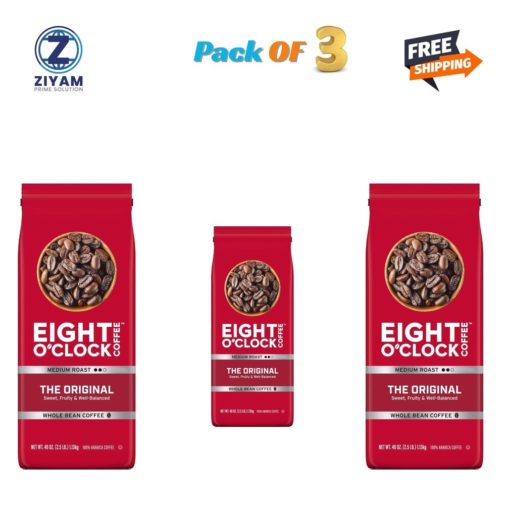 (pack of 3) Eight O Clock Coffee Whole Bean, The Original, 40 Ounce