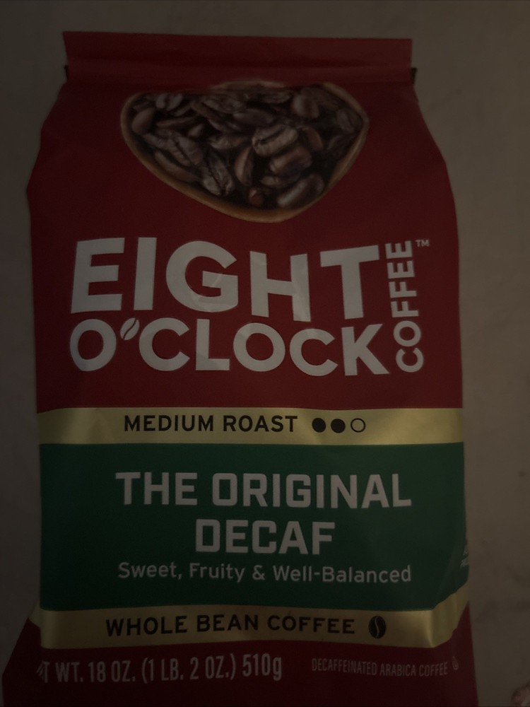 Eight O’Clock Decaf Coffee Whole Bean 18oz Medium Roast Fresh EXP 8/27/26