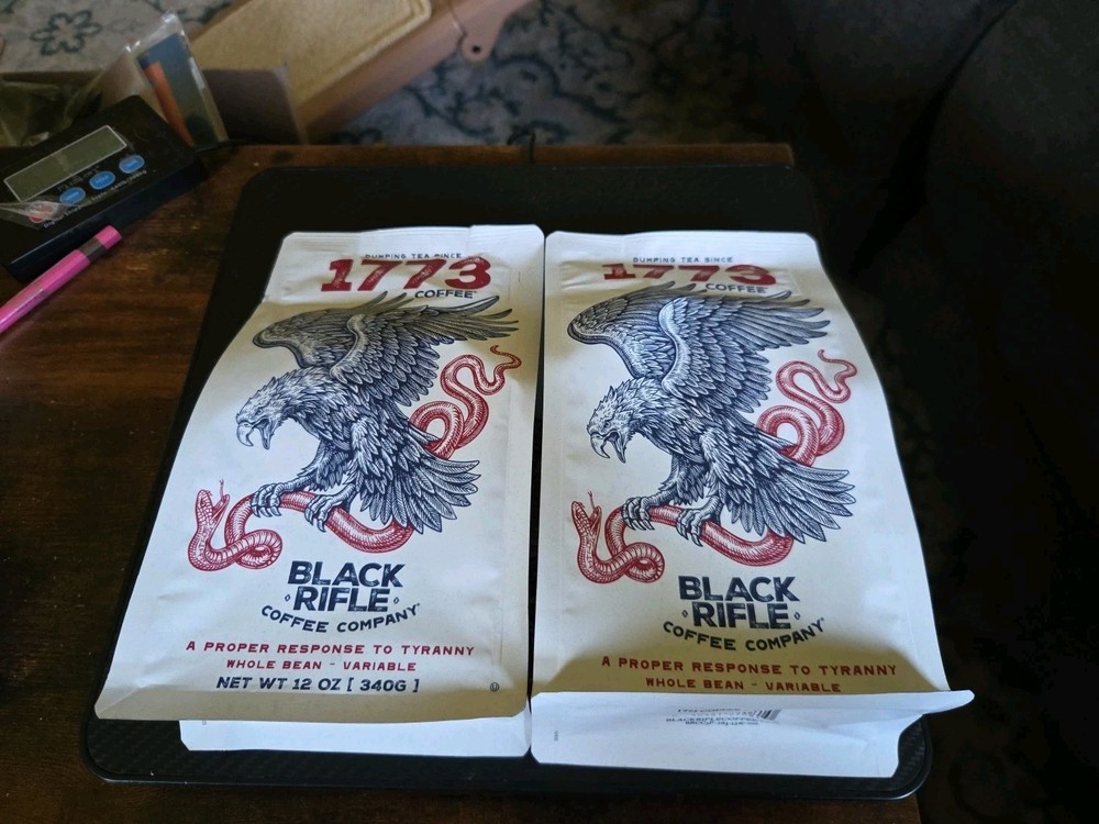 SEALED – (2) Black Rifle Company – 1773 Coffee WHOLE BEAN bags 12 oz. each