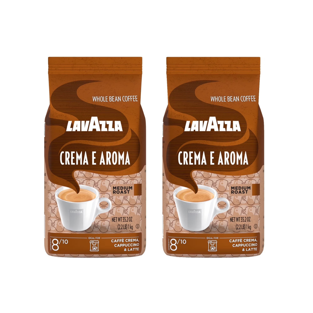Lavazza Crema e Aroma Whole Bean Coffee, Medium Roast, 2.2 lb Bag (Pack of 2)NEW
