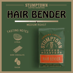 Hair Bender, Ground Coffee, 12 Ounce Bag, Flavor Notes of Citrus & Dark Chocolat