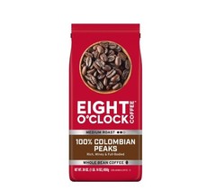 (4 pack) Eight O’Clock Coffee Medium Roast Whole Bean 100% Colombian Peaks Coffe
