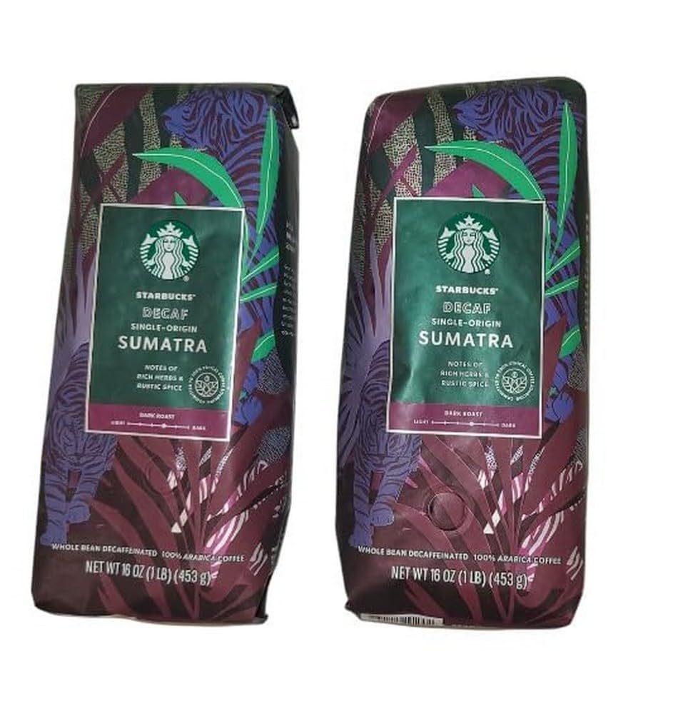Whole Bean Coffee, Decaf Sumatra, 16-Ounce Bags (Pack of 2)