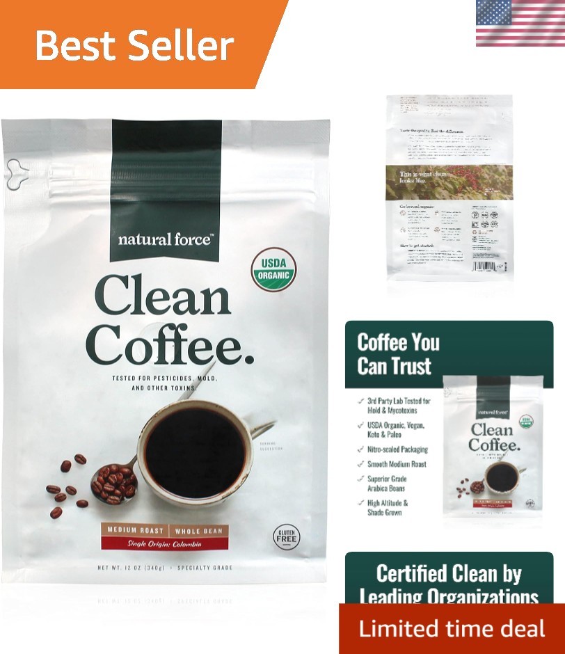 12 oz Organic Clean Coffee – Low Acidity, Lab Tested for Pure Taste & Aroma