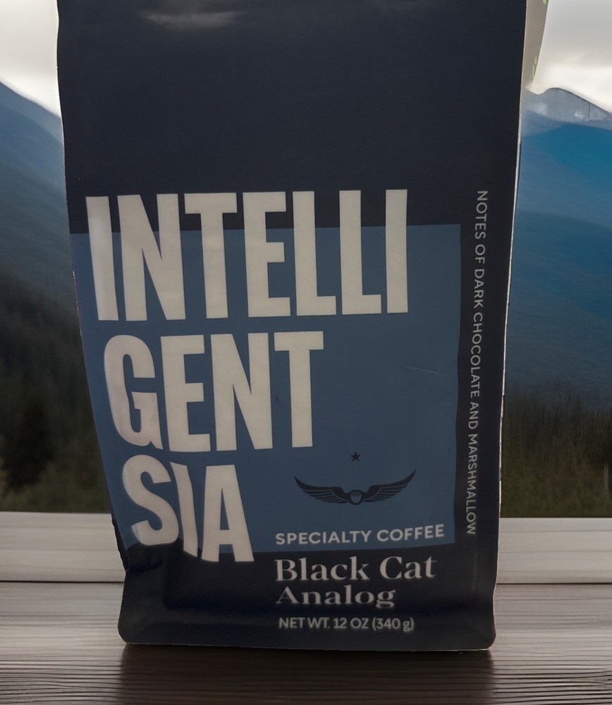 Intelligentsia Black Cat Analog 12 oz. Whole Bean specialty Coffee. Blue Tote A1