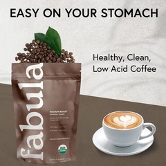 Fabula Low Acid Organic Coffee Beans Medium Roast 12 oz Non-GMO