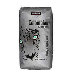 Kirkland Signature Colombian Supremo Coffee, Whole Bean, 3 lbs Medium Roast.