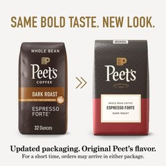 Peet’s Coffee, Dark Roast Whole Bean Coffee – Espresso Forte 32 Ounce Bag