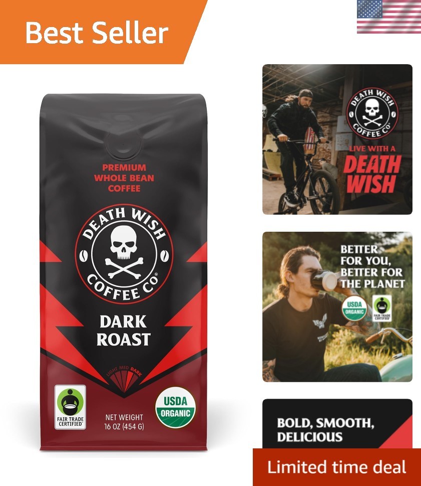 Organic Fair Trade Dark Roast Whole Bean Coffee, 16 oz – Bold Flavor Experience