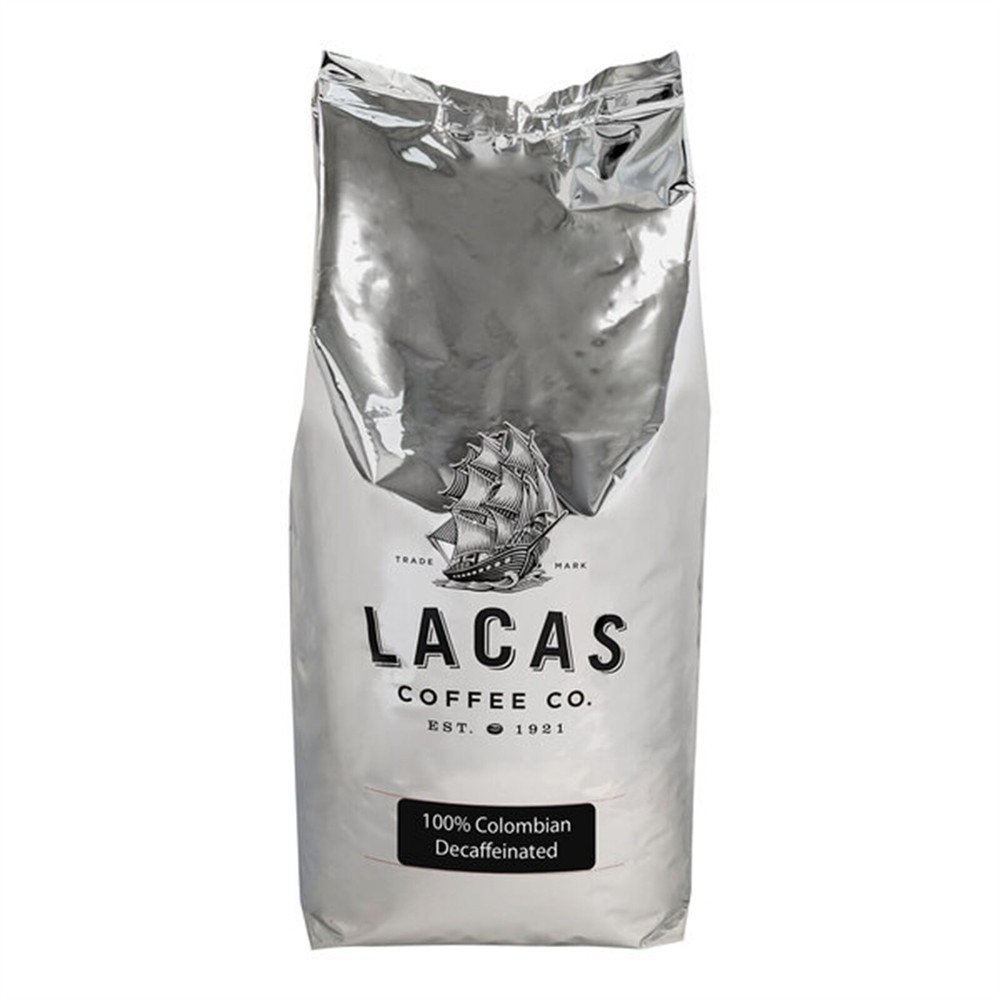 Lacas Coffee 100% Colombian Decaf Whole Bean Coffee 5 lb. – 4/Pieces