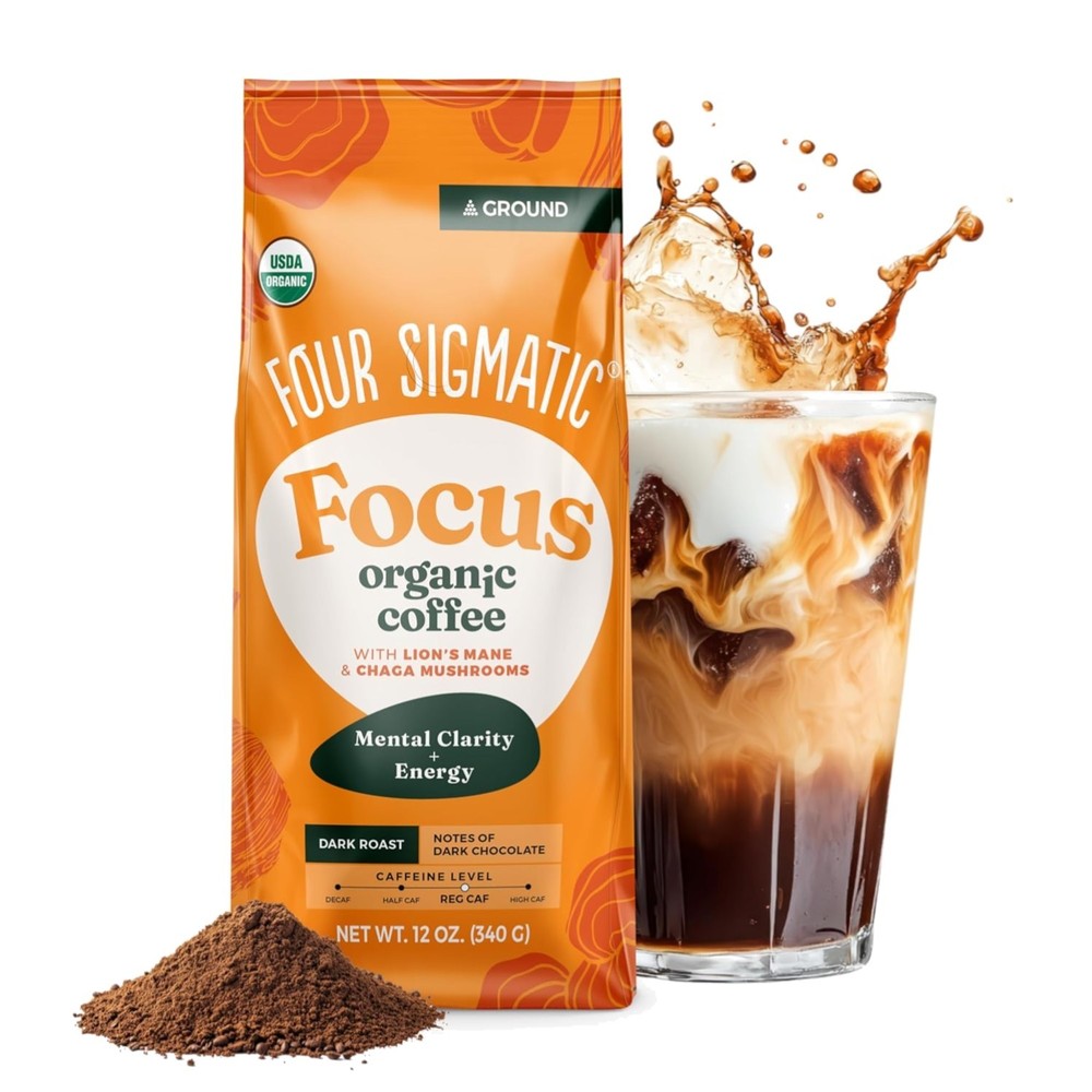 Organic Mushroom Coffee Dark Roast Lion’s Mane Chaga 12oz Ground