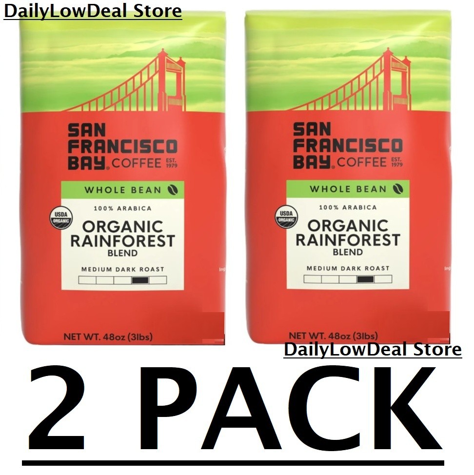 2 PACK – San Francisco Bay Organic Rainforest Blend Whole Bean 3 lb (Total 6 lb)