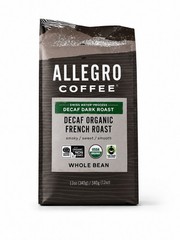 NEW Allegro Coffee Decaf Organic French Roast Whole Bean Coffee, 12 Ounce Dark