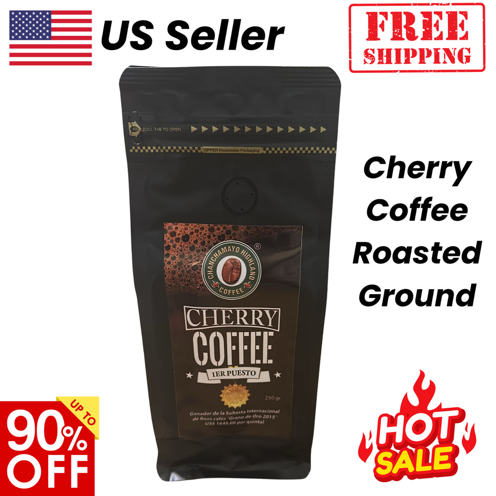 250g Cherry Coffee Roasted Ground Beans Peru Coffee Home Flavor Perfect Fun Gift
