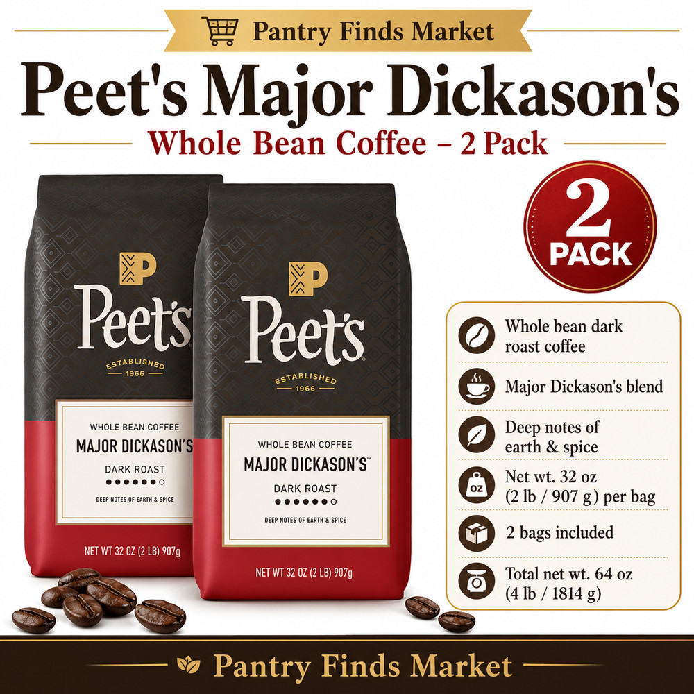 2 Pack Peet’s Major Dickason’s Blend Whole Bean Coffee Dark Roast 2 lb Each