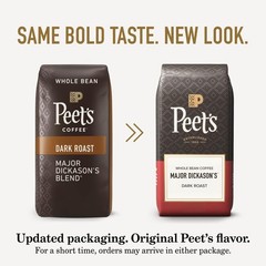 Peet’s Coffee, Dark Roast Whole Bean 18 Ounce (Pack of 1), Major Dickason’s