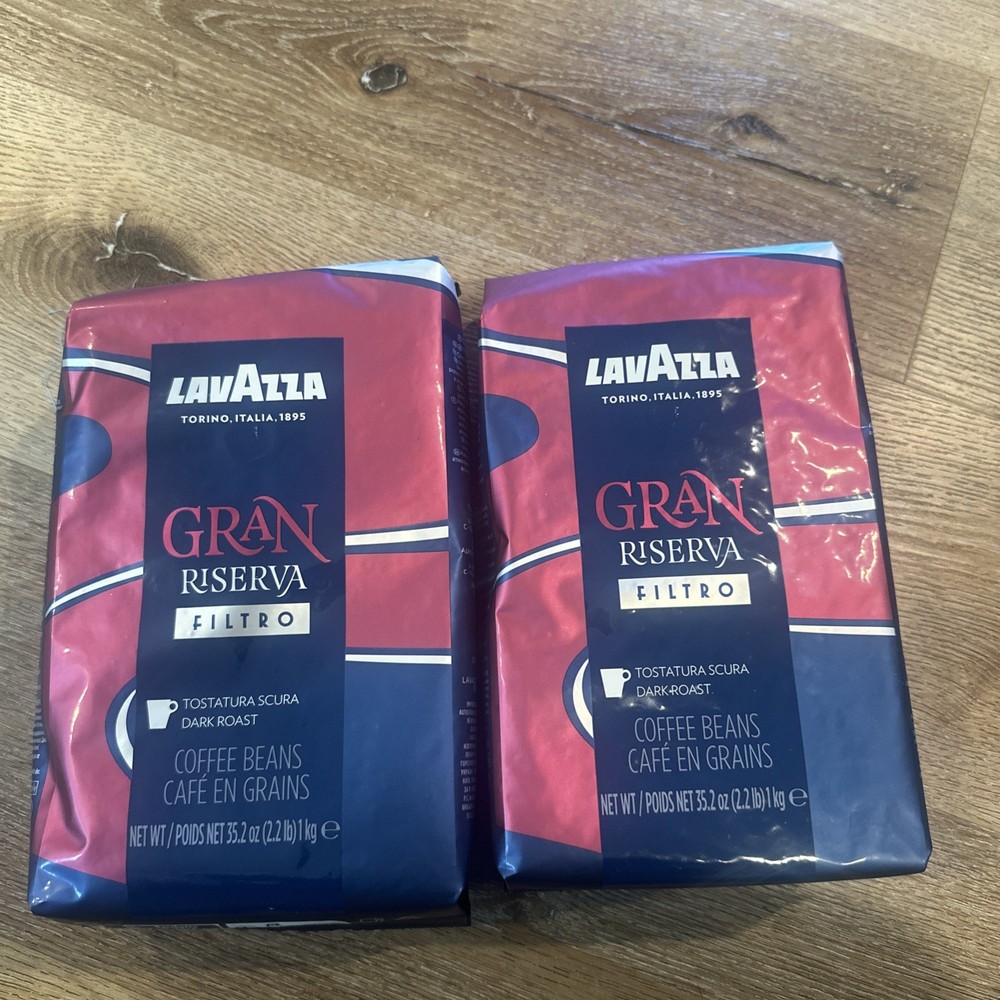 Lavazza Gran Riserva Filtro Whole Bean Coffee Dark Roast 2.2LB Bag, 2pk