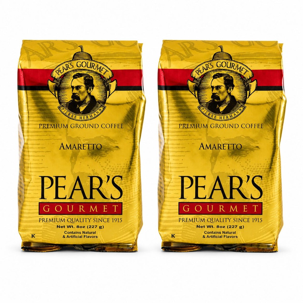 Pear’s Amaretto Ground Coffee | Pack of 2 | 8 oz | Brenmar