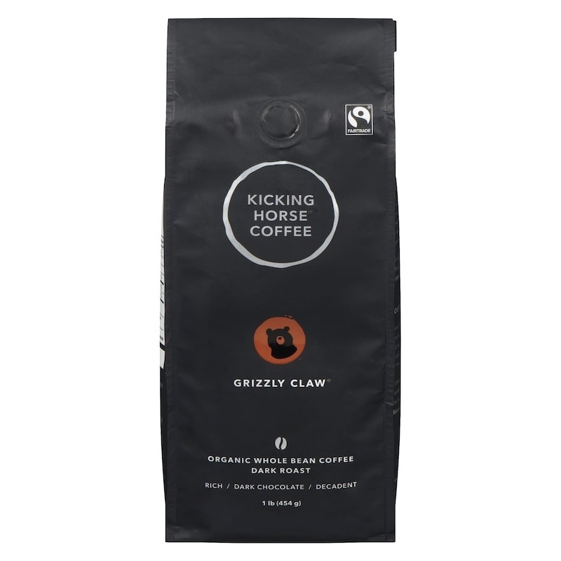 Kicking Horse Organic Fairtrade Dark Roast Whole Bean Coffee, Grizzly Claw