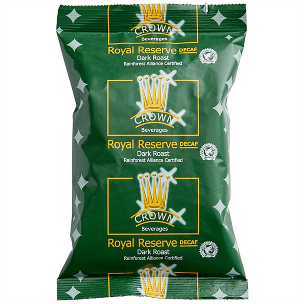 Crown Beverages Royal Reserve Sumatra Decaf Coffee Packet 2.75 oz. – 24/Pieces