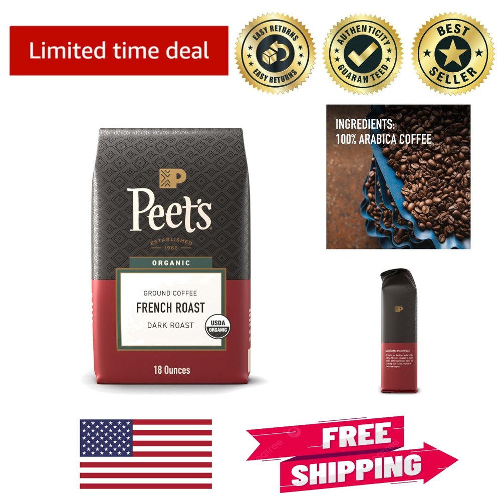Bold USDA Organic Dark French Roast Coffee – 100% Arabica, 18 Oz Resealable Bag