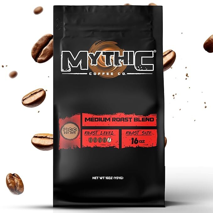Mythic Coffee Beans, Bag, Fresh Gourmet Roast, Fair Trade, Vegan and Keto Friend