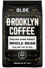 BROOKLYN COFFEE Whole Bean, Italian Dark Roast (5Lb) Extra Strong, Delicious Tas