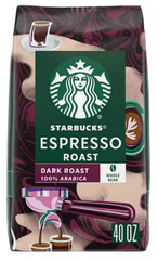 2 Packs Starbucks Espresso Dark Roast Whole Bean Coffee 40 oz Each Pack = 80 oz