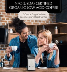 Lifeboost Half Caff Medium Roast Whole Bean Coffee Low Acid Organic Coffee, …