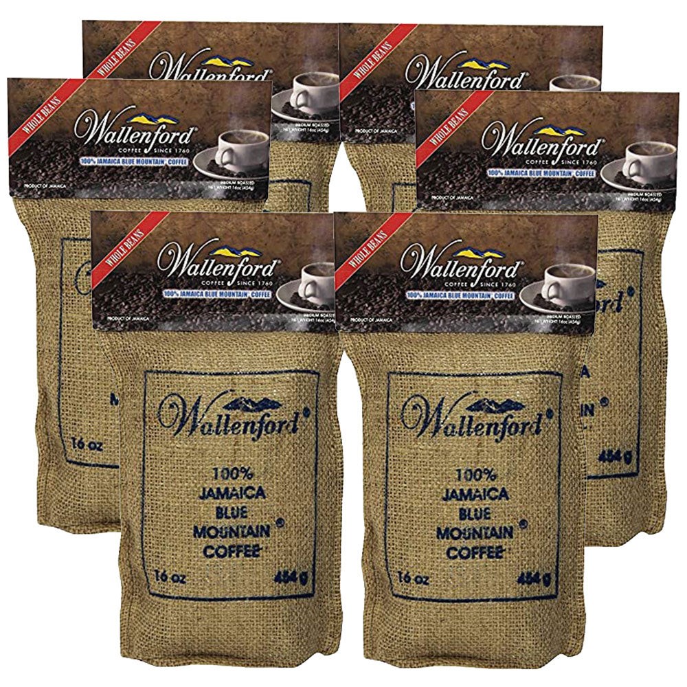 Wallenford Jamaica Blue Mountain Coffee Beans 16oz PACK OF 6