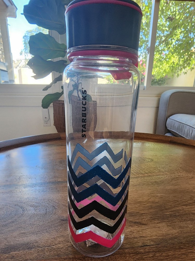 RARE 2017 Starbucks Plastic Waves Water Bottle w/ Screw Top Lid | 18oz