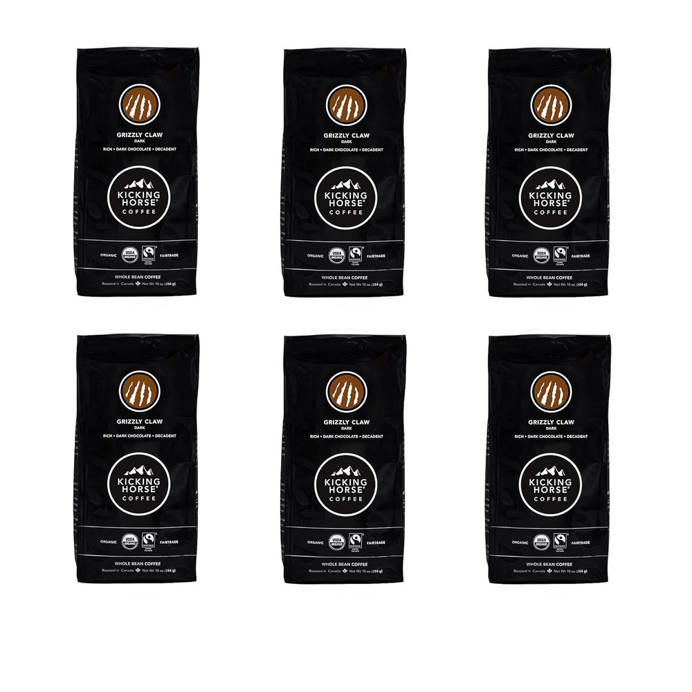 Grizzly Claw Dark Roast Coffee, Whole Bean, 10oz (Pack of 6)