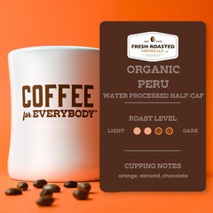 , Organic Peru Water-Processed Half-Caf Whole Bean Coffee, Medium Roast, USDA…