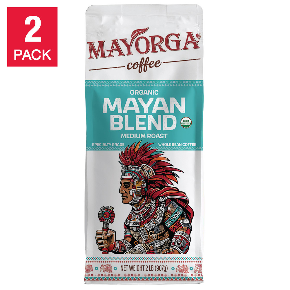 Mayorga Organics Mayan Blend, USDA Organic, Medium Roast, Whole Bean Coffee, 2Lb
