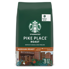 Starbucks Whole Coffee Beans, Medium Roast Hot or Iced Coffee, Pike Place Roast,