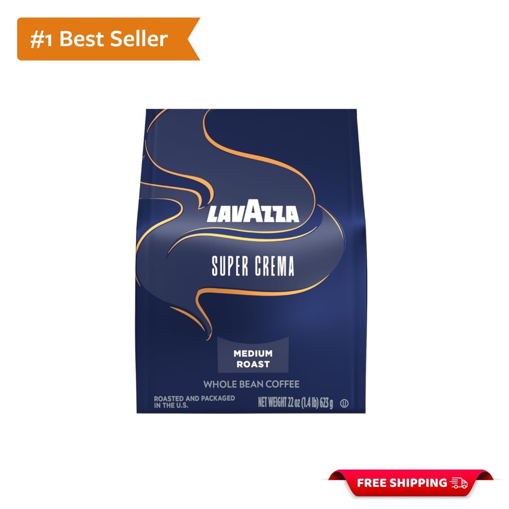 Full-Bodied Super Crema Whole Beans – 22 oz Arabica Robusta for Home Brewing