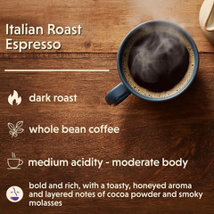 Coffee Bean Direct Italian Roast Espresso, Whole Bean Coffee, Bold Flavor, Dark