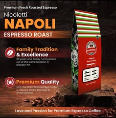 Nicoletti Coffee Espresso (Napoli Roast 🔹) 2lb Whole Beans 🇮🇹